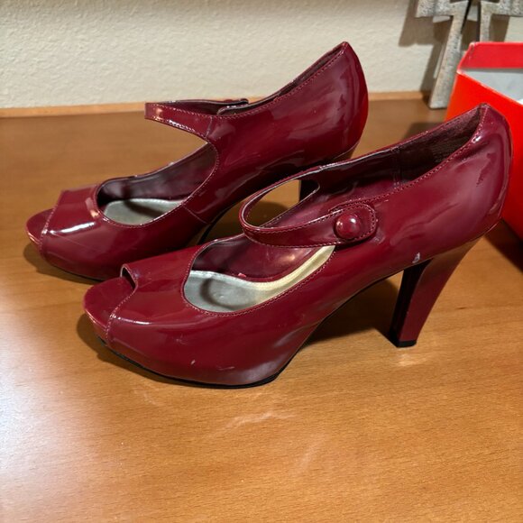 Ankle Strap platform Red patent peep toe - Picture 4 of 4